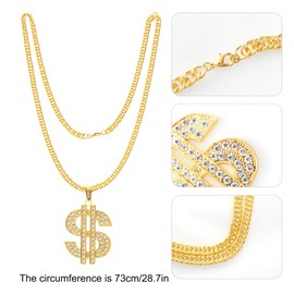 80s 90s Hip Hop Costume Kit Rapper Accessories Outfit Gold Chain Hat Sunglasses Cosplay Props Set Party Supply for Men Women