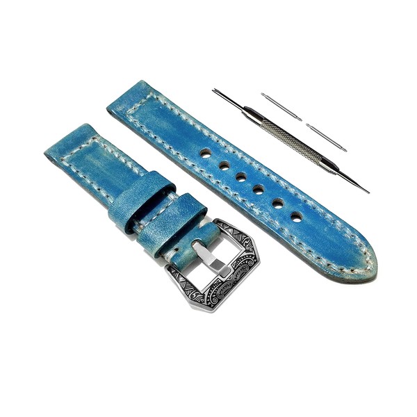 NICKSTON Turquoise Brushed Genuine Leather Band Compatible with Garmin Venu,