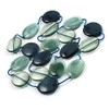Long Plastic Flat Oval Bead Teal Necklace - 108cm L