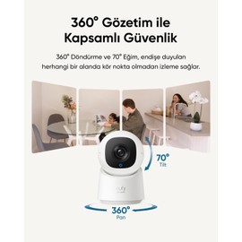 eufy Indoor Cam C220, 2K Indoor Surveillance Camera, 360° Pan/Tilt Function, Indoor Camera with WiFi, AI for People/Movement, Ideal as Baby Monitor/Pet Camera/Home Security