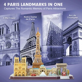 CubicFun 3D Puzzles for Kids Ages 8-10 12-14 Pairs Cityline Arts Crafts for Girls Ages 8-12 Architecture STEM Projects for Kids Ages 8-12, Toys Gifts for 8 Year Old Girls Eiffel Tower