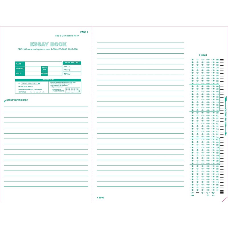 TEST-886E 886-E 100 Question Compatible Testing Forms (50 Sheet Pack)