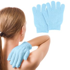 MOLOPPO 2 PCS Exfoliating Glove, Scrub Gloves Exfoliating, loofah, Body Exfoliator, Bath Gloves（Blue）