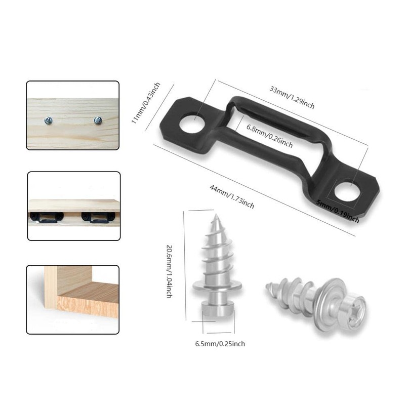 UtySty 20 Pack Furniture Panel Connector Bracket Invisible Slide-on Screw