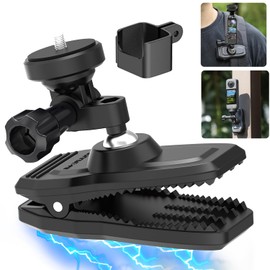 HAFOKO OSMO Pocket 3 Magnetic Backpack Clip Mount 360° Rotation Shoulder Strap Holder compatible for DJI OSMO Pocket 3 Accessories/GoPro Hero 12/11/10/9/8/7/6/5/Insta 360 X4 X3 X2 X ONE RS R GO3