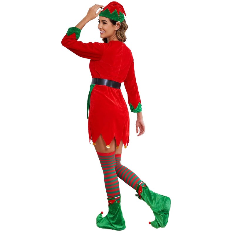 LYSINK Womens Christmas Elf Costume Adult Santa Helper Costume Christmas