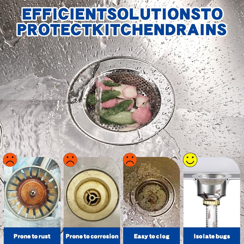 RQYEKDO Kitchen Sink Strainer Stainless Steel with Fine Mesh4.4 inch