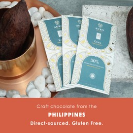 Auro Reserve Luna Dark Milk 50% Milk Chocolate 3 Pack - Filipino Chocolate - Premium, Made At Origin, Direct Trade, Bean-to-Bar, Woman Owned, BIPOC Owned - Halal - Bundle