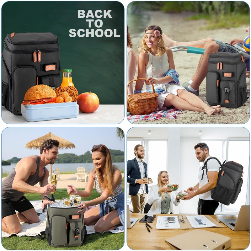 Insulated Cooler Backpack,Bagparkk 33 Cans Multifunctional Double Deck Leakproof Cooler