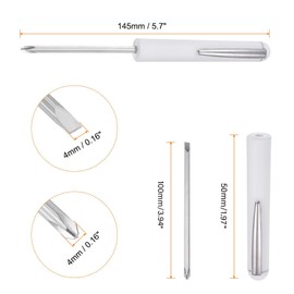 TOP-VIGOR Mini Non-Magnetic Pocket Screwdriver 4mm Phillips & 4mm Slotted Head 145mm Length, Portable Screwdrivers with Clip for Electronics, Glasses, Watch, Computer and Small Appliance Repair White
