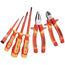 Edward Tools 6 Piece Insulated Screwdriver Set - 1000 Volt Phillips and Slotted Screwdrivers for Electricians - Magnetic Tips and Ergo Handles - Included Voltage Detector