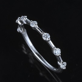 Yaresul 2.1 Carat Engagement Ring Women's 925 Sterling Silver Eternity Ring with Moissanite 1.2 Carat Round Cut Solitaire Diamond Rings Women 0.21 Carat Wedding Ring Thin VVS1 D Colour Gift for Wife,