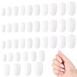 HonGien 600 Stück Kurze Nail Tips 10 Sizes Falsche Nail Tips Natürliche künstliche Nägel Acrylnägel für DIY-Salon Heim-Maniküre Nageldekoration