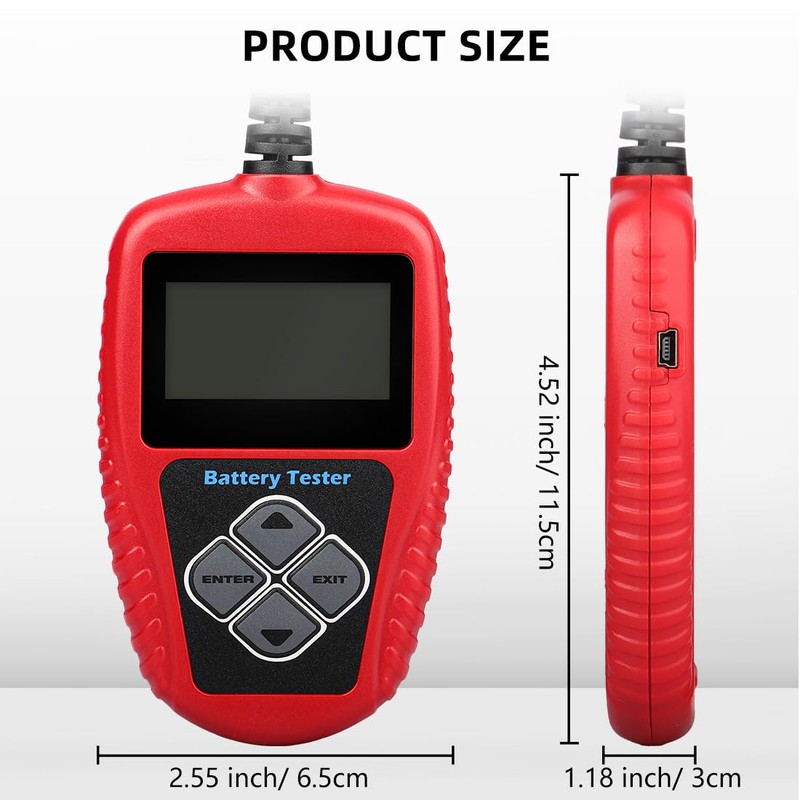 ANCEL BA101 Car Battery Tester, 12V Digital Automotive Alternator Meter