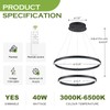 Benkut 2-Rings Modern LED Chandelier Black for Dining Room, Circular