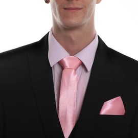 Axman Skinny Coloured Light Pink Tie and Pocket Square Set | Sleek & Versatile | Smart and Casual