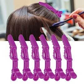 6pcs pinza de pelo de cocodrilo, peluquería seccionamiento abrazadera antideslizante único diente peluquería sección de pelo garras broches para el peluquero del salón peluquería estilo