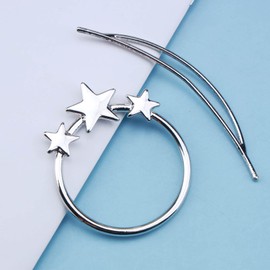Inilbran Boho Circle Star Hair Clip Vintage Hollow Circle Hair Clip Silver Star Hairpin Clip Minimalist Geometric Head Clip Accessories for Women and Girls Headpiece