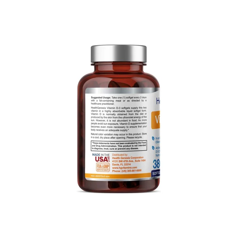 Health Genesis Vitamina D3 10000 Iu 380 Cápsulas Blandas