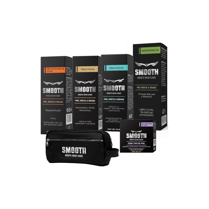 Smooth Kit Anti Edad Cuidado Facial Hombres Bolsa Viaje Productos