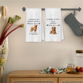OVAcational Golden Retriever Gifts Kitchen Towels Set of 2,Golden Retriever Decor Hand Towel for Bathroom,Dog Lovers Gifts for Women,16x24 Inches