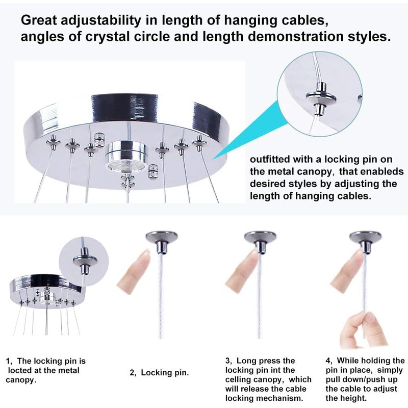 Dixun Dimmable LED Chandeliers Modern Ceiling Light Fixture 3 Rings