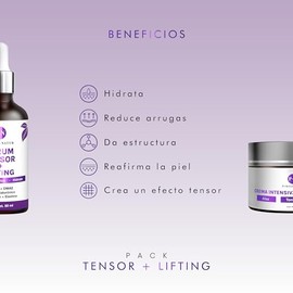 PUREZA NATUR Pack Tensor  Lifting serum tensor y crema lifting intensiva  Paquete completo de suero 50ml  crema 50g para el cuidado de la piel,...    