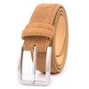 LEAODES LD Men's Belt Casual Genuine Leather Suede Belts for Men 1 3/8" Wide Elegant Golf Dress Belt, Tan, Fit Waist 40"