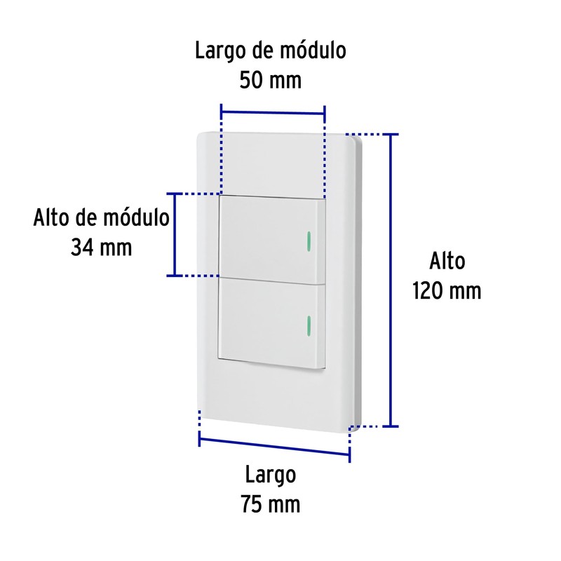 Volteck PA-APDO15-ELB, Placa armada blanca 1 interruptor sencillo y 1