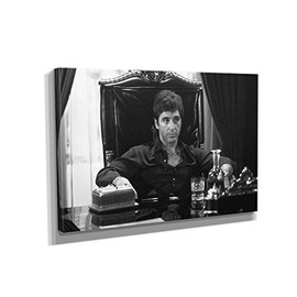 Scarface Al Pacino Movie Painting Canvas Print Art Home Decor Wall (24in x 18in Gallery Wrapped)