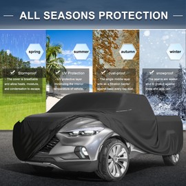 X AUTOHAUX Waterproof Truck Car Cover for 251-266 Inch Trucks All Weather Protection Anti-UV Windproof with Left Side Zipper and Mirror Pockets