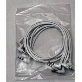 Starving Students Music Supplies Luigis Modular M-PAR Right Angled Eurorack Patch Cables - Package of 5 White Cables, 18" (45 cm)