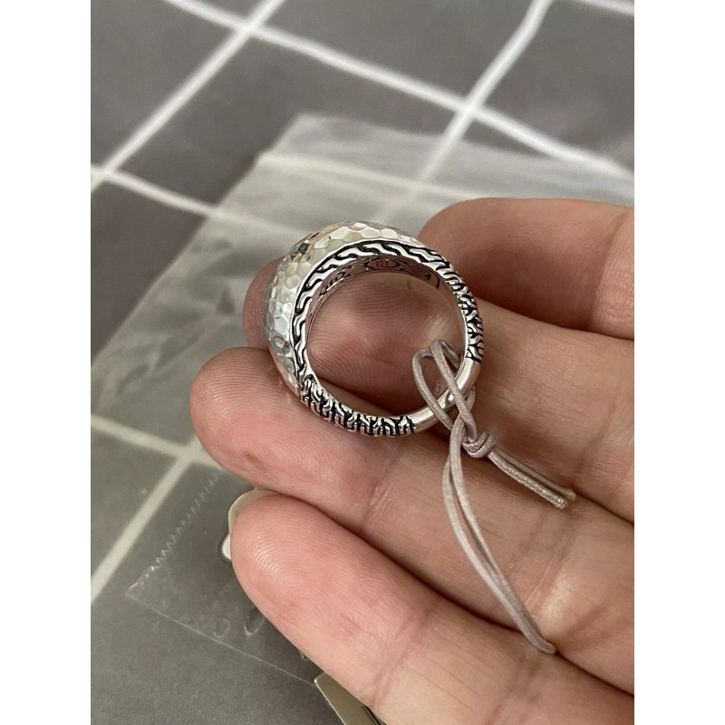 John Hardy Women’s Sterling Silver Classic Chain Hammered Dome Ring