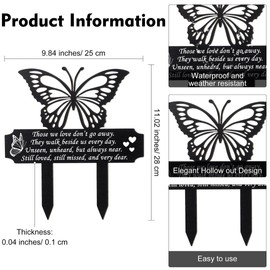 Zayookey Large Butterfly Memorial Stakes Cemetery Grave Plaque Waterproof Cemetery Stake Markers Sympathy Grave Stake for Humans Cemetery Garden Yard Decorations Outdoors Iron (black and red)