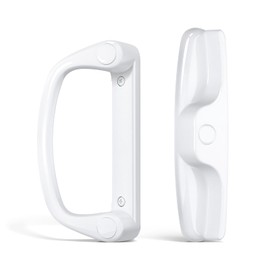 Probrico Sliding Glass Door Handles Replacement, Universal Patio Sliding Door Handle Set Without Key, Reversible White Sliding Door Lock Set Fits 3-15/16" Hole Spacing, 1" to 2" Thick Doors