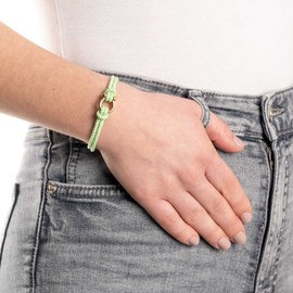 Leonardo Jewels Gigi 022829 Bracelet with Cord with Decorative Buckle Clasp Gold Stainless Steel Light Green 17.5-20 cm 1 Piece, Stainless Steel, No Gemstone