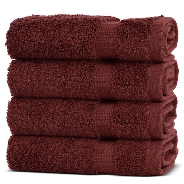 Chakir Turkish Linens | Hotel & Spa Quality 100% Cotton Premium Turkish Towels | Soft & Absorbent (4-Piece Washcloths, Cranberry)