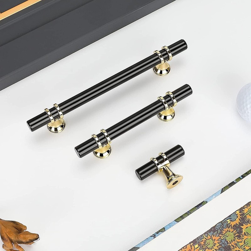 SYZOW 10 Pack Black Cabinet Pulls 96mm Black Kitchen Handles