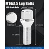 GAsupply 14x1.5 28mm Shank Lug Bolts, 20pcs Chrome Conical Seat