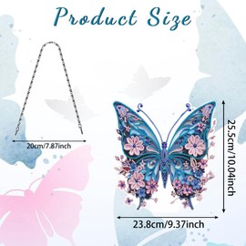 LELEWANGLUO Hanging Diamond Art Butterfly Kit, 9.8x9.8inch Butterfly Diamonds Painting Ornament for Adults, DIY Acrylic Board Gem Painting Crafts for Home and Garden Decor