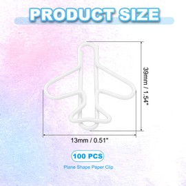 PATIKIL Cute Paper Clip, 100Pcs Plane Shape Paper Clip Metal Funny Bookmarks Planner Clips Clamp for Home Office Supplies Desk File Organization Wedding Decoration, White
