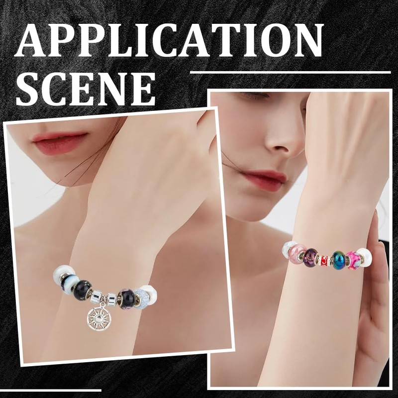 SUNNYCLUE 1 Box 6Pcs Snake Bracelets Chains Silver Brass Charms