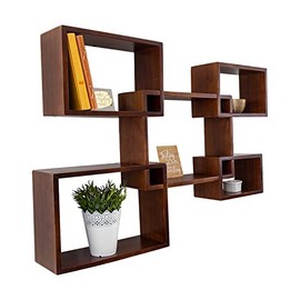 Modern Wall Mounted Square Shaped Floating Shelves â Set of 5 Square Shelves for Bathroom, Bedroom, Living Room & More - Screws and Anchors Included â Rustic Wall DÃ©cor Display for Home - Brown