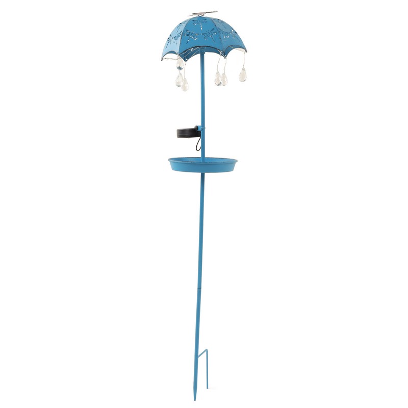 Solar Bird Feeder LED Floor Lamp with Feeding Tray Umbrella
