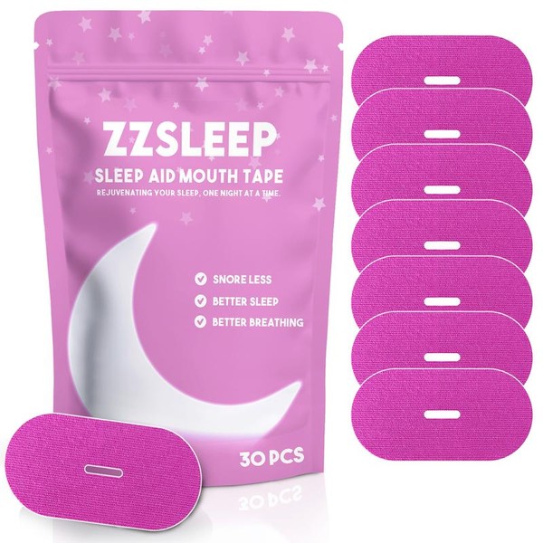 Pink ZZSleep Tape - (30 Strips) Breathable Mouth Tape for