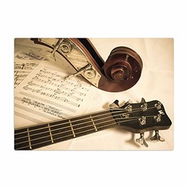 Vero Home 10219 Glas-Schneidebrettchen | Motiv Musik Musik-Instrument | rutschfest, kratzfest und lebensmittelecht | Maße: 29 x 20 cm