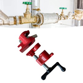 Tissting 2 Pcs 3/4" Wood Gluing Pipe Clamp, 2.3KG Heavy Duty Cast Iron Hand Crank Vertical Pipe Clamp Fixture, Ergonomic Handle Carpenter Tool Bar Clamps for Woodworking