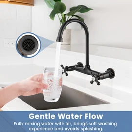 Airuida Oil Rubbed Bronze 8 Inches Wall Mounted Utility Sink Faucet with 360 Degree Swivel Spout and Two Handles