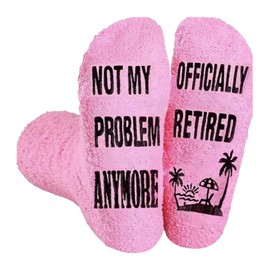 Retirement Gifts for Women, Funny Socks Retirement Gift Ideas, Cozy Soft Slipper Socks, Fluffy Long Stockings Funny Socks Gifts for Women Friend Retirees Colleagues