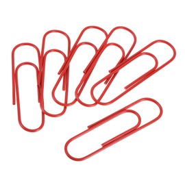 MECCANIXITY Paper Clips Large Size 3.9 Inch Vinyl Coated to Prevent Tearing Pages for Organize Office Home Red Count 40